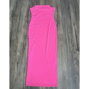 Revamped Women's Long Bodycon‎ Dress Small Pink Spaghetti Strap Long